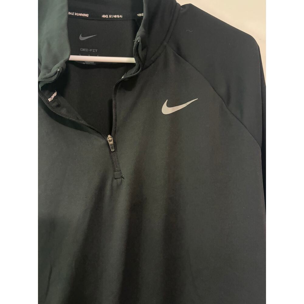 Nike Running Dri-FIT Black Quarter Zip Pullover Reflective Long Sleeve Large - Picture 2 of 6
